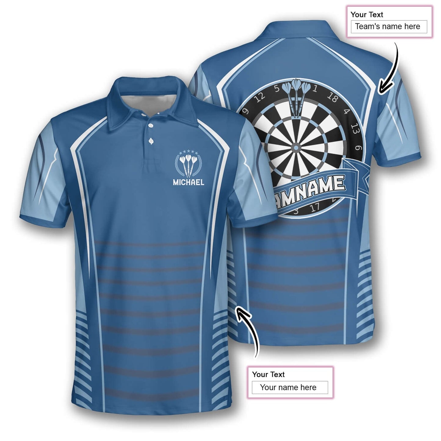3D All Over Print Blue Dart Polo Shirt, Uniform Shirt for Dart Team, Idea Gift for Dart Player DMO0208