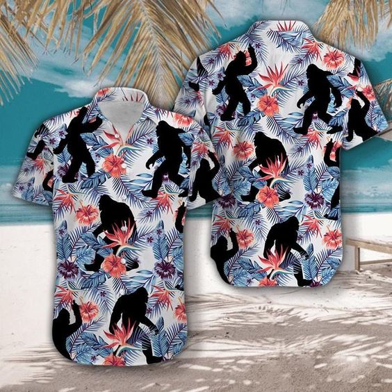 Tropical Flowers Bigfoot Aloha Hawaiian Shirts For Men & For Women HO2366