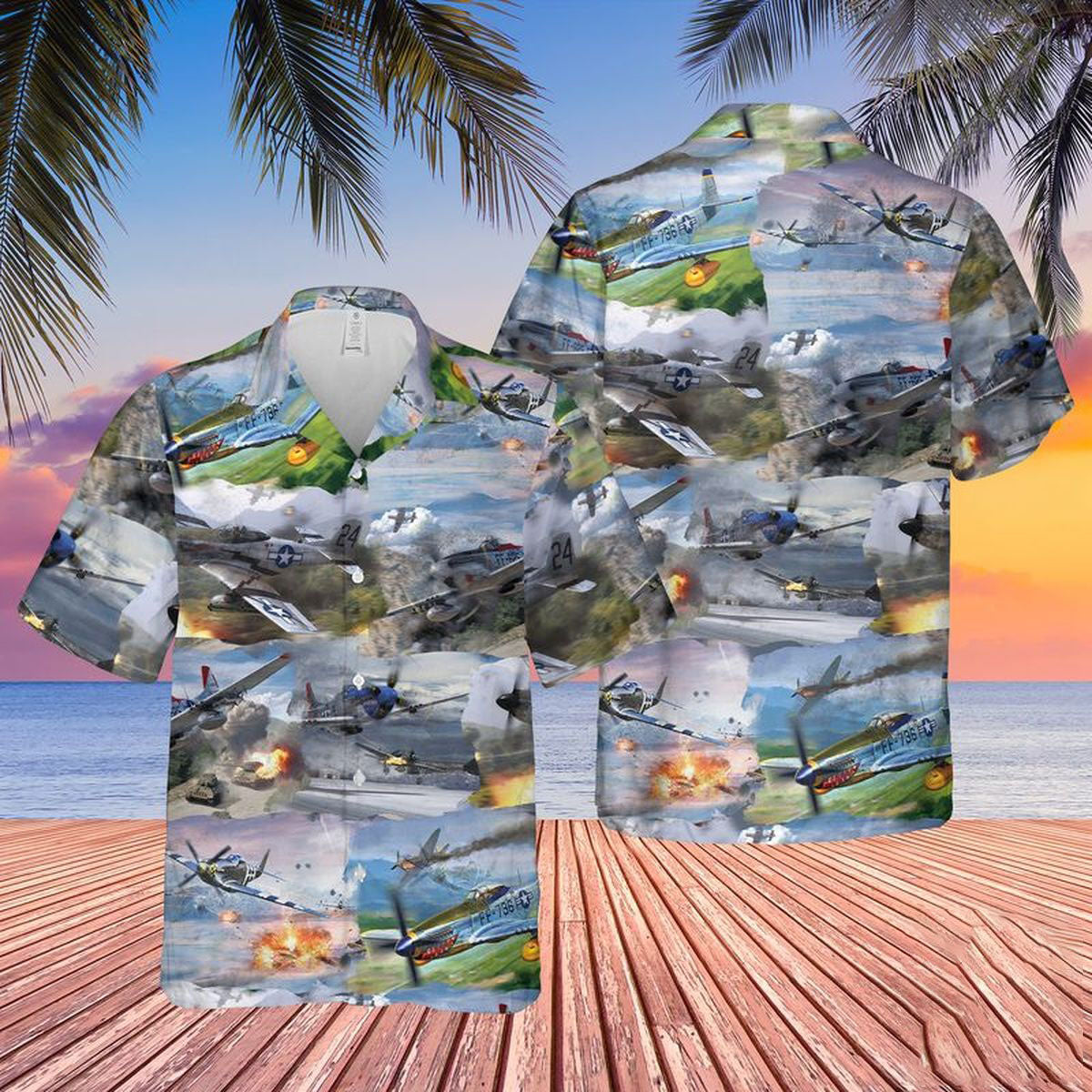 North American P-51 Mustang Hawaiian Shirt, Hawaiian shirt for men, dad husband veteran HO0072