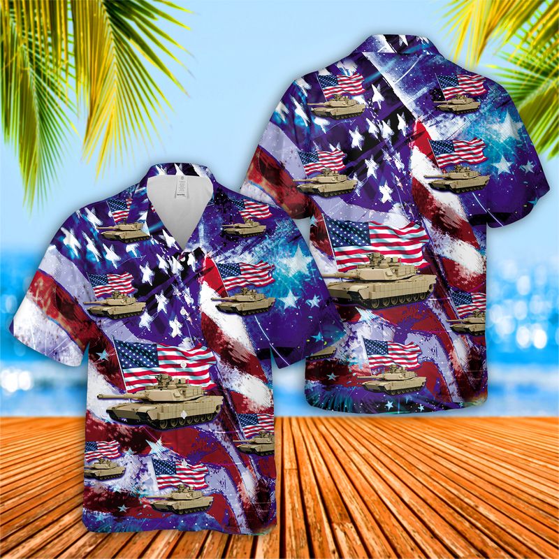 US Army M1 Abrams 4th Of July Hawaiian Shirt HO1696