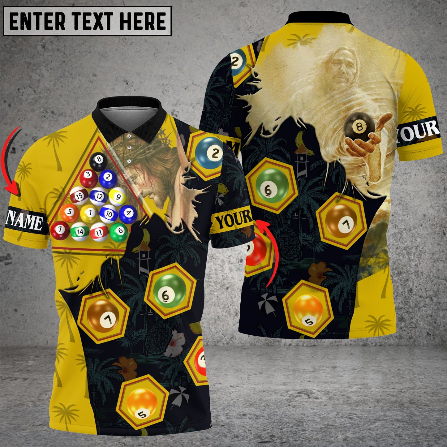 Lasfour Personalized Billiard Ball Jesus Polo Shirt BIA0715