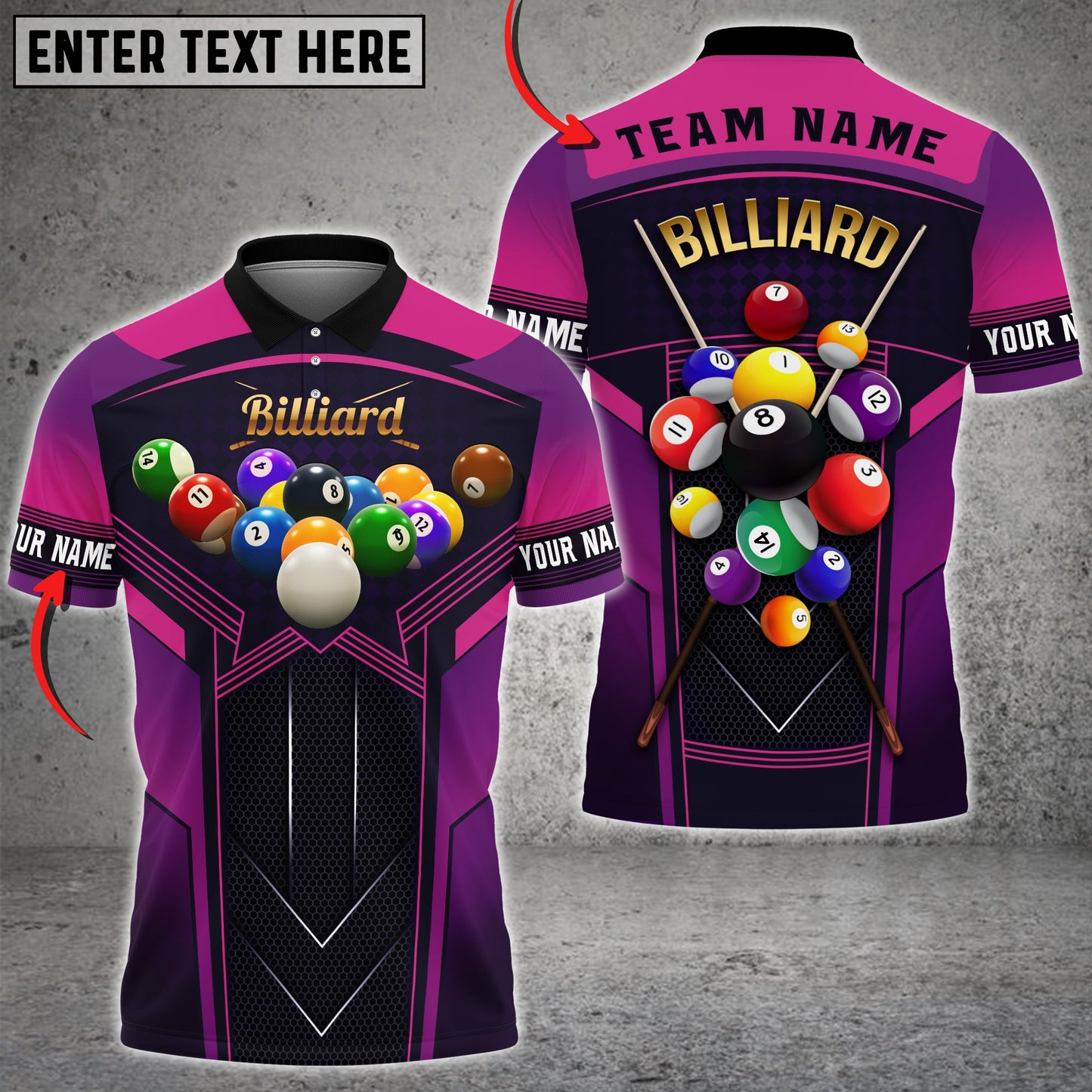 Lasfour Personalized Billiard Ball Team Polo Shirt BIA0030