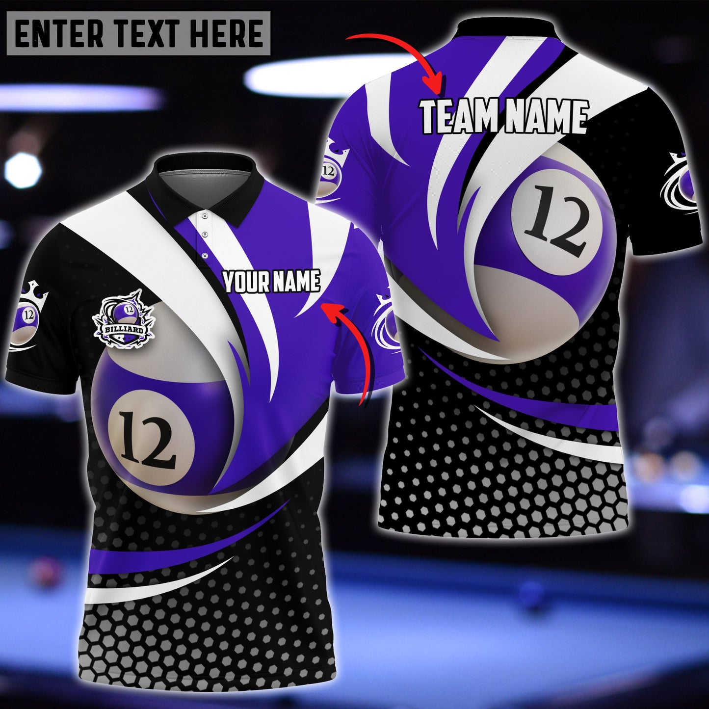 Lasfour Personalized Billiard Ball 12 Player Polo Shirt BIA0682