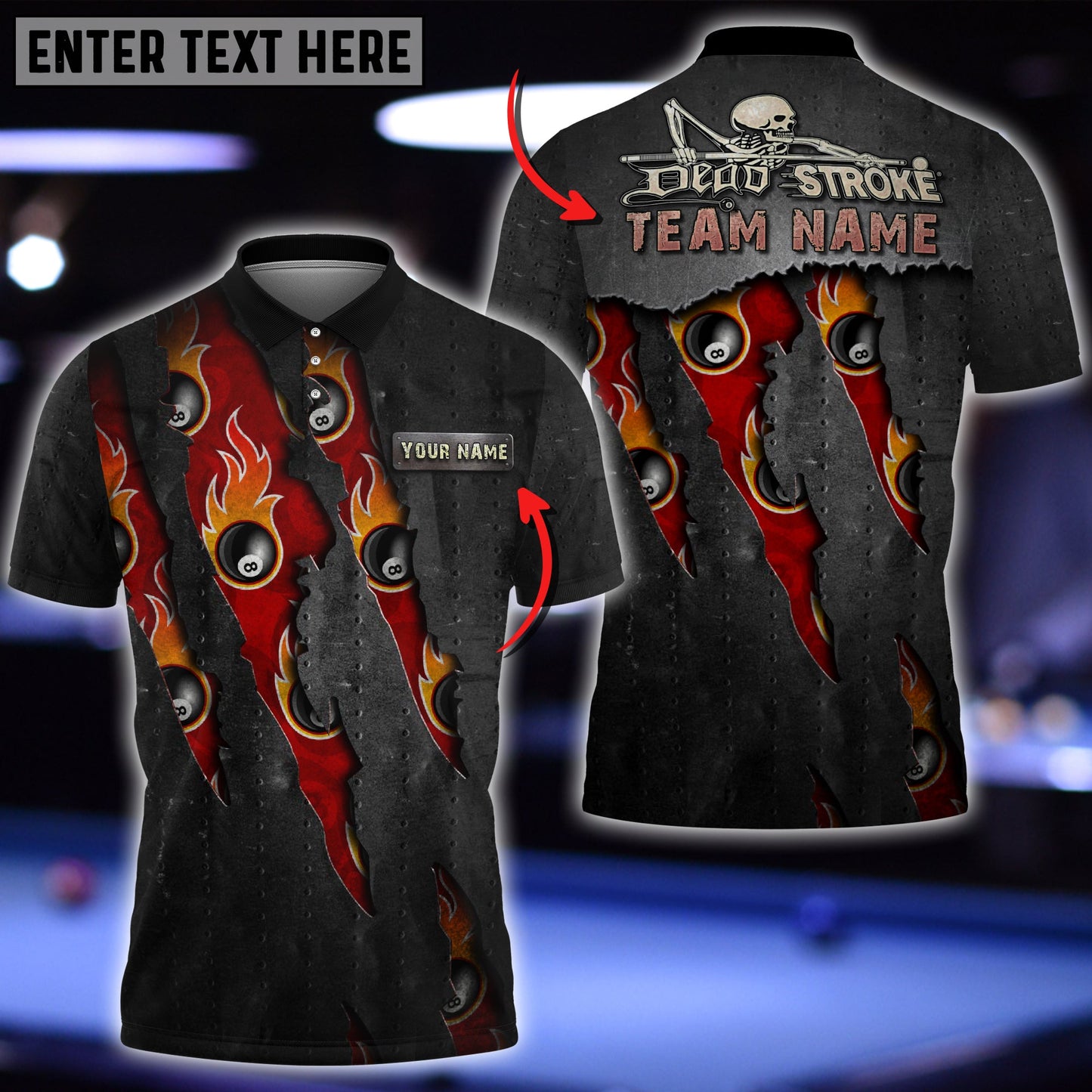 Lasfour Personalized Billiard Ball Skull Player Polo Shirt BIA0705