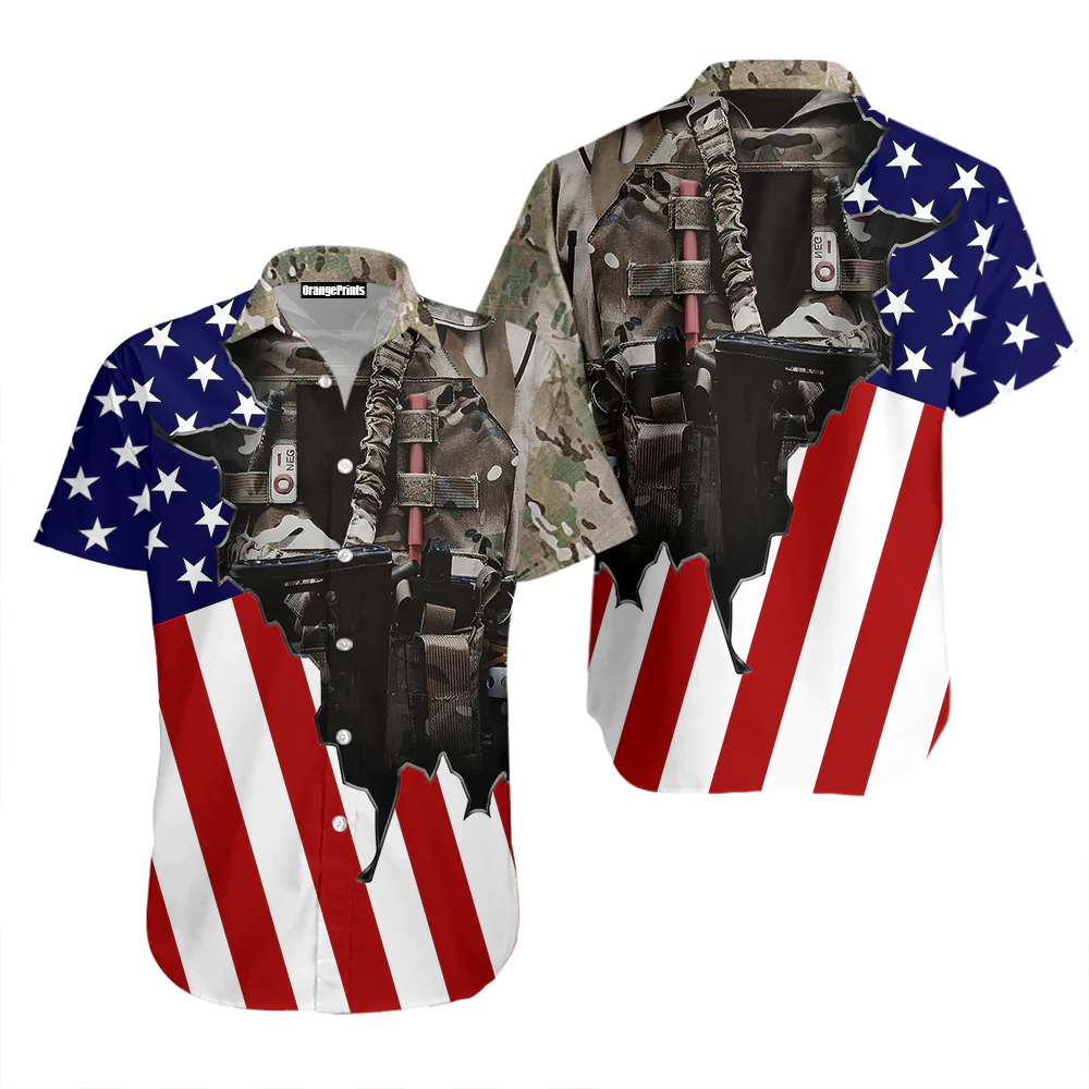 Us Army Uniform American Flag Patriotic Hawaiian Shirt HO0551