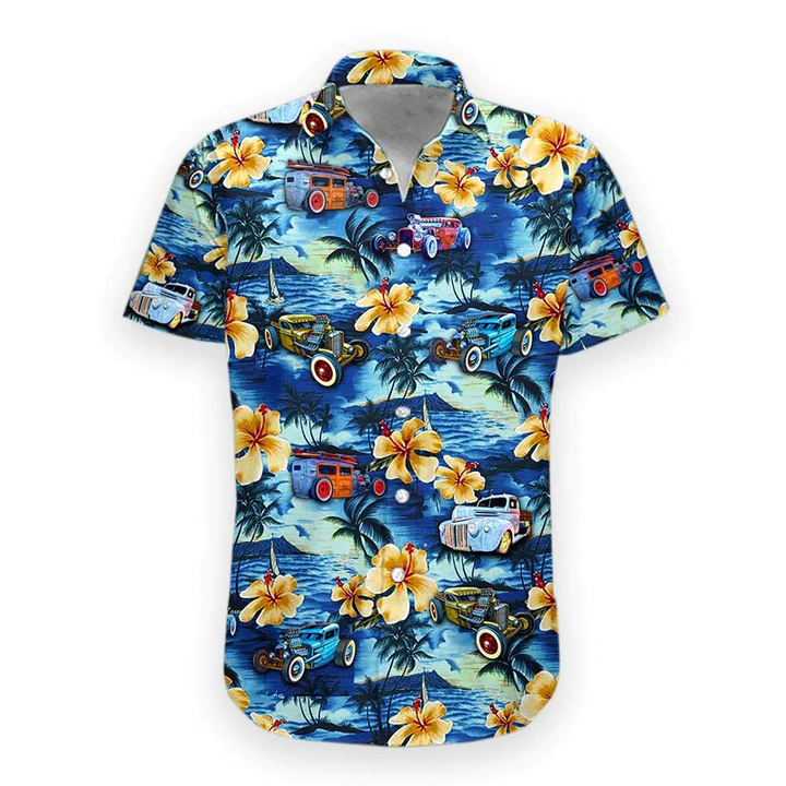 3D Rat Rod Hawaii Shirt, Men's Hawaiian Shirt Casual Button Down Shirts, Short Sleeve Hawaiian Shirts for Men HO1102