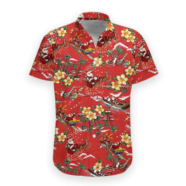 3D Christmas Santa Hawaii Shirt, Men's Hawaiian Shirt Casual Button Down Shirts, Short Sleeve Hawaiian Shirts for Men HO1104