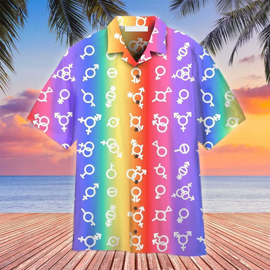 LGBT Aloha Hawaiian Shirts For Summer, Pride Flag LGBT Gender Aloha Hawaiian Shirts For Men Women HO3469