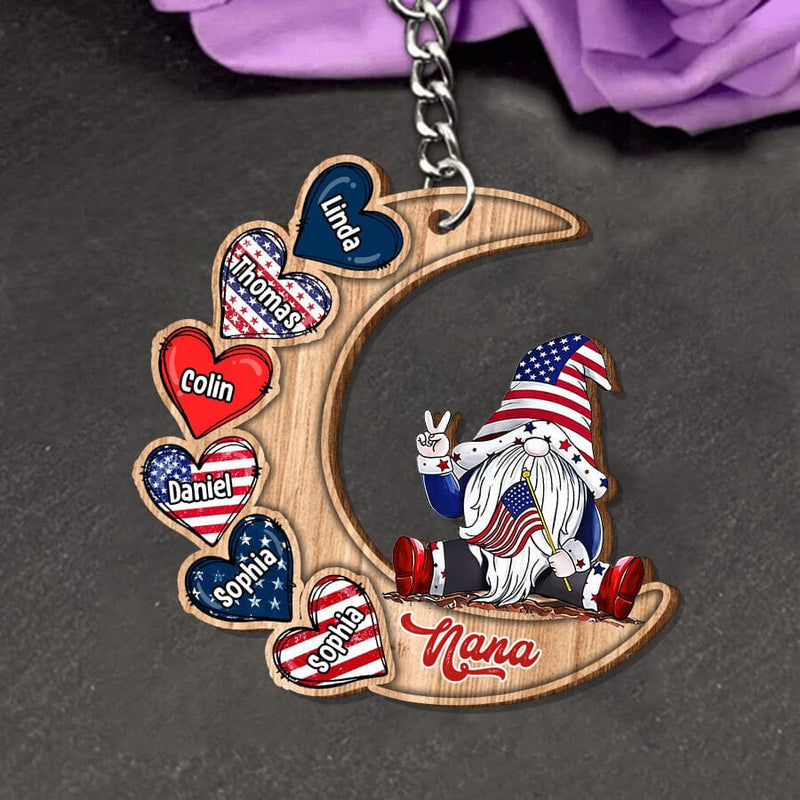 Personalized Gnome Grandma On The Moon With Heart Grandkids 4th Of July Independence Day KO0277