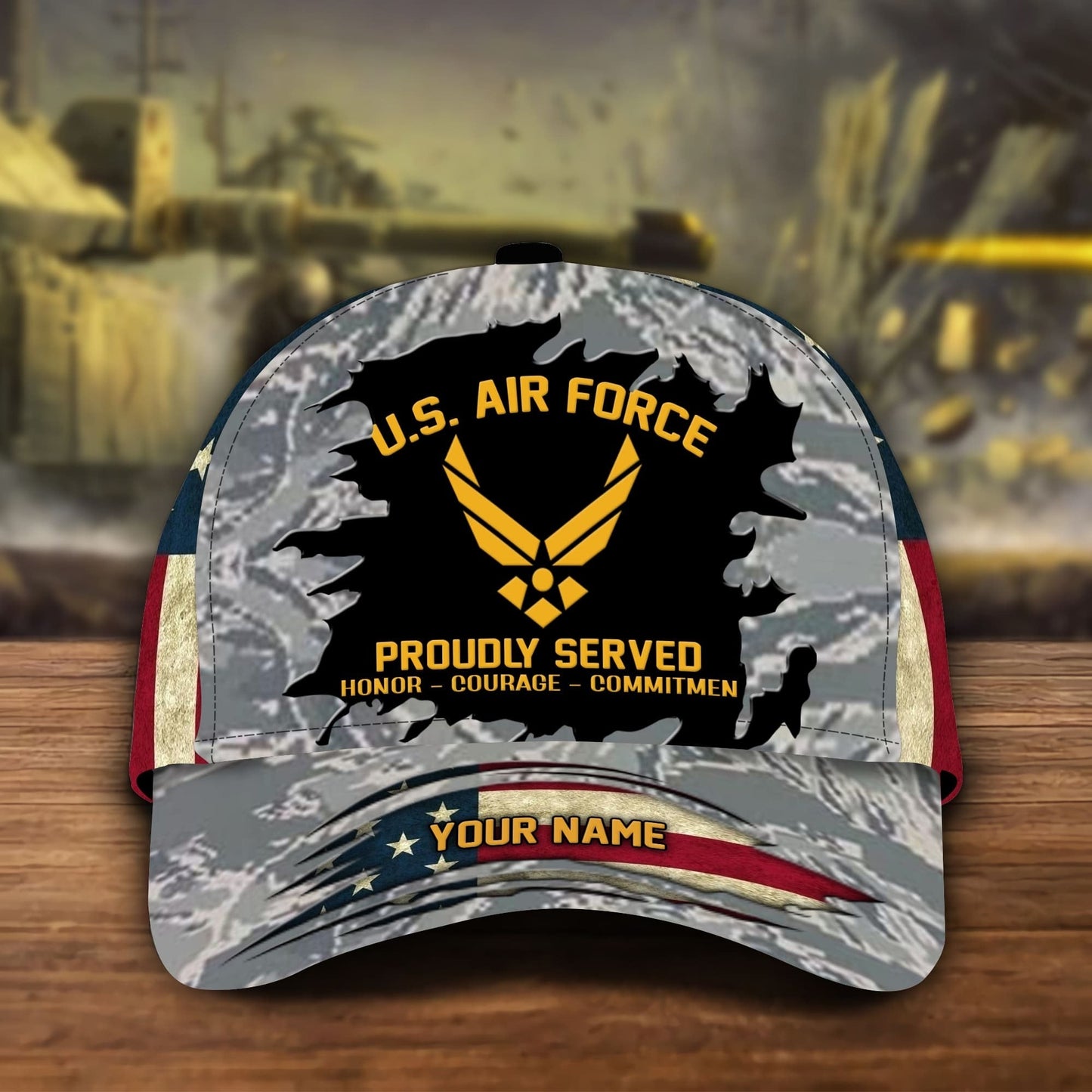 Personalized Veteran All Over Print Classic Cap, Premium Veteran 3D Honor Courage Baseball Cap CO0381