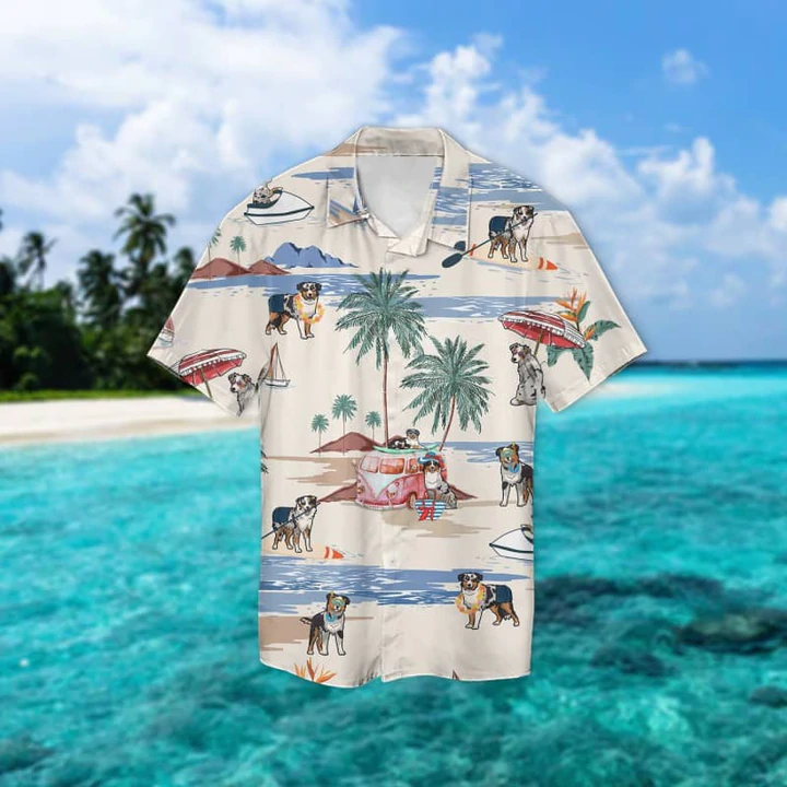Australian Shepherd Summer Beach Hawaiian Shirt, Hawaiian Shirts for Men, Hawaiian Shirts for Men, Aloha Beach Shirt HO0166