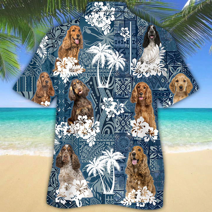 English Cocker Spaniel Hawaiian Shirt, Hawaiian shirt vintage Flowers Aloha Shirt For Dog Lovers HO2694