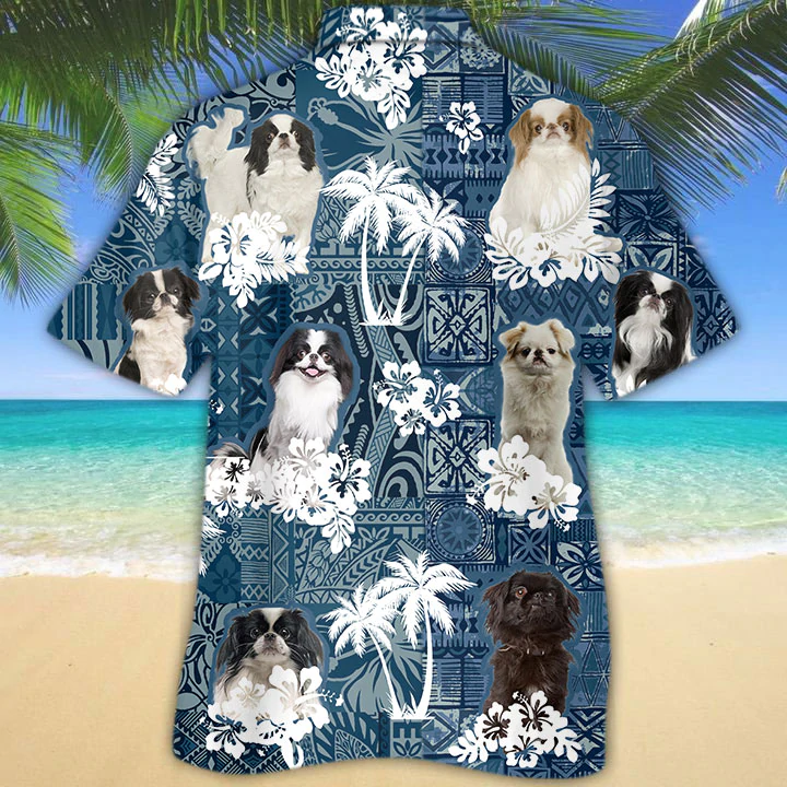 Japanese Chin Hawaiian Shirt, Flower Dog Short Sleeve Hawaiian Aloha Shirt for Men, Women, Gift for summer HO2678