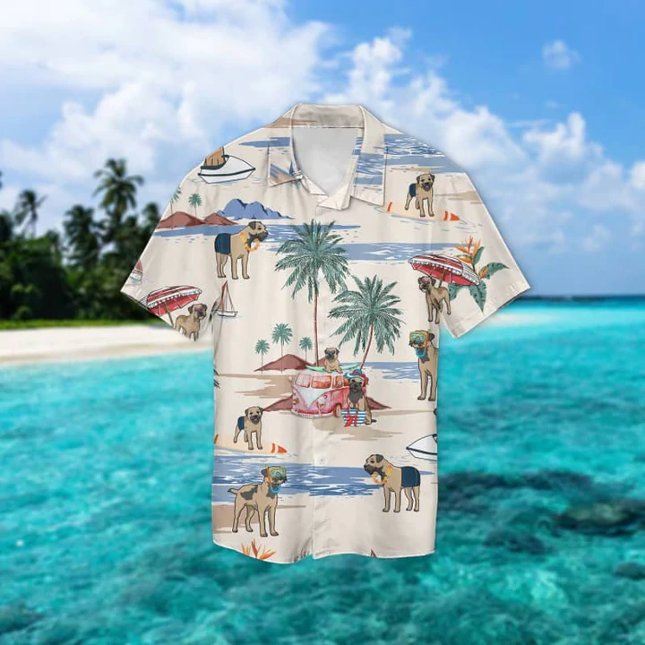 Border Terrier Summer Beach Hawaiian Shirt, Hawaiian Shirts for Men, Hawaiian Shirts for Men, Aloha Beach Shirt HO0990