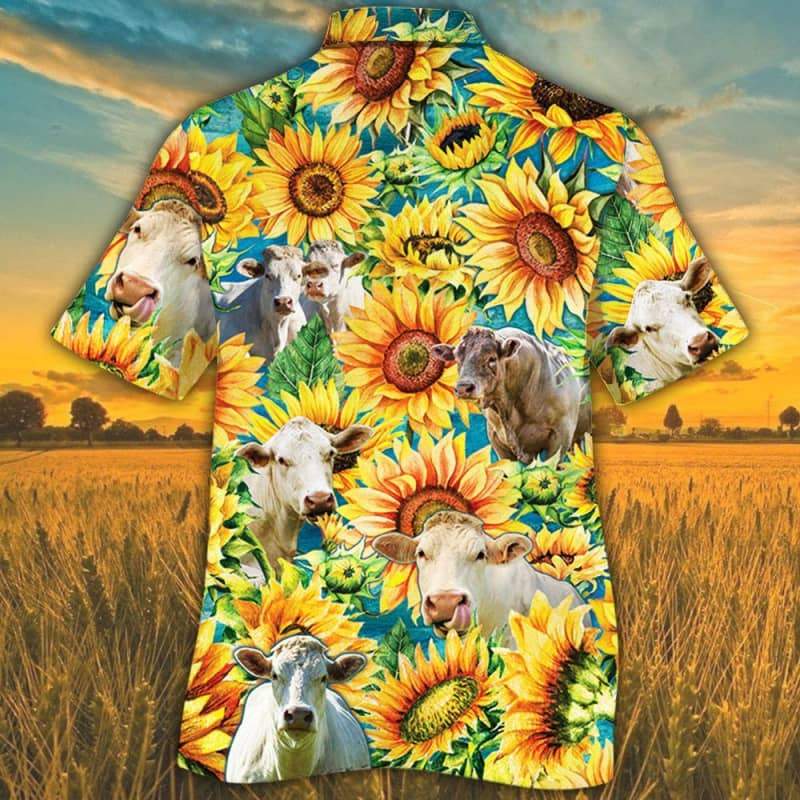 Sunflower Charolais Cattle Hawaiian Shirt HO5432