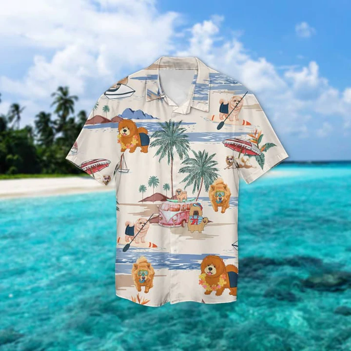 Chow Chow Summer Beach Hawaiian Shirt, Hawaiian Shirts for Men Short Sleeve Aloha Beach Shirt HO0966