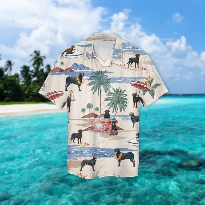 Curly Coated Retriever Summer Beach Hawaiian Shirt, Hawaiian Shirts for Men Short Sleeve Aloha Beach Shirt HO0959