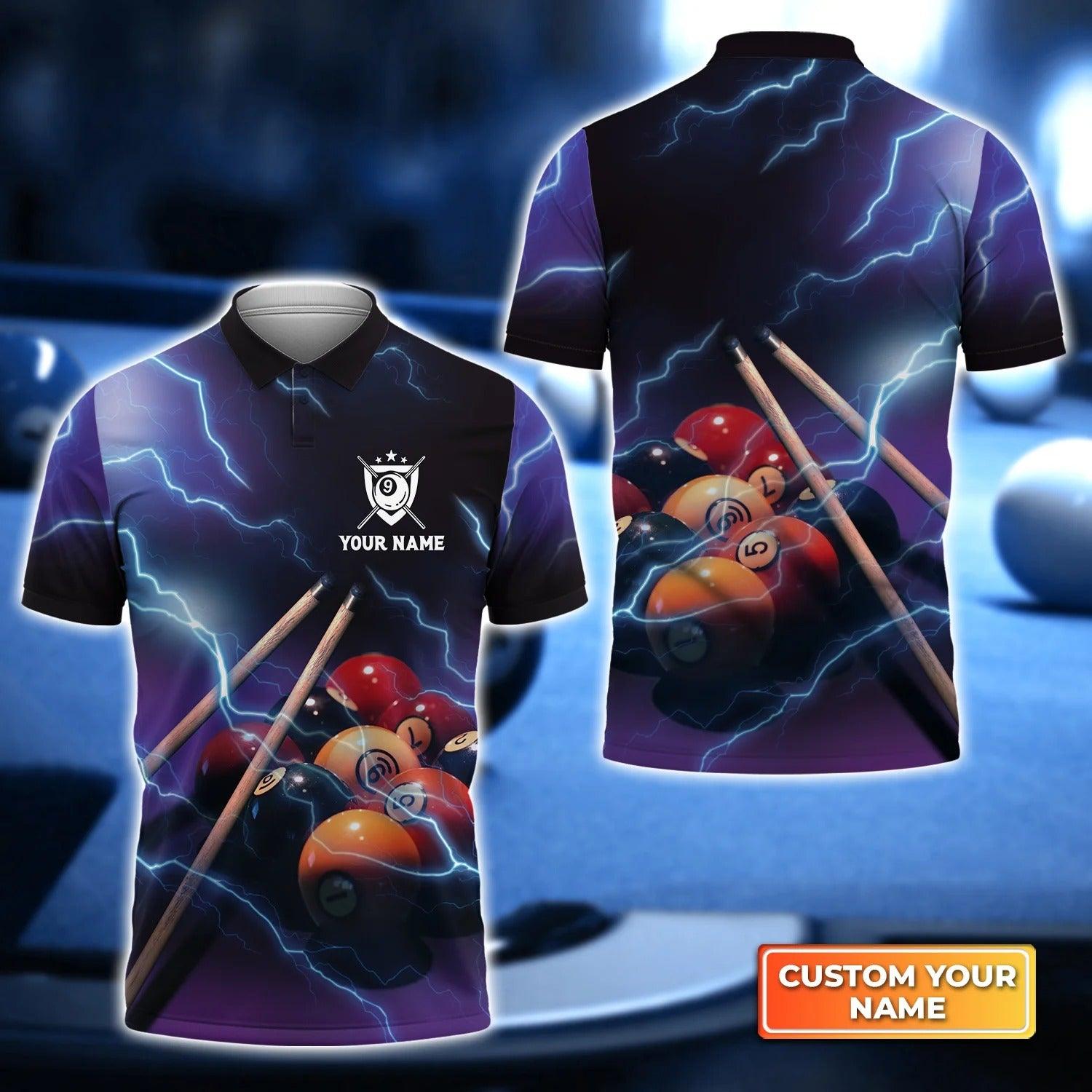 Lasfour Billiards 8 Ball Water And Fire Personalized Name 3D Shirt BIA0302 main image 1