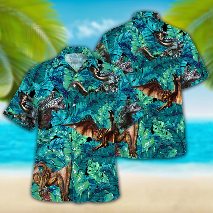 Dinosaur Lovers Hawaiian Shirt, Animal Hawaiian shirt vintage flower, Short Sleeve Hawaiian Aloha Shirt for men, Women HO2628
