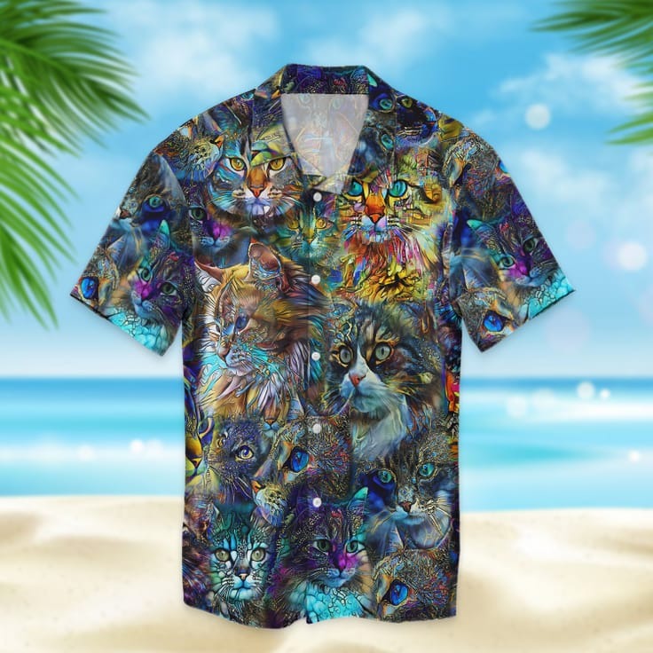 3D All Over Printed Cat On Hawaiian Shirts, Many Cats Hawaiian Shirts, Hawaiian Shirts Full Of Cat HO5143