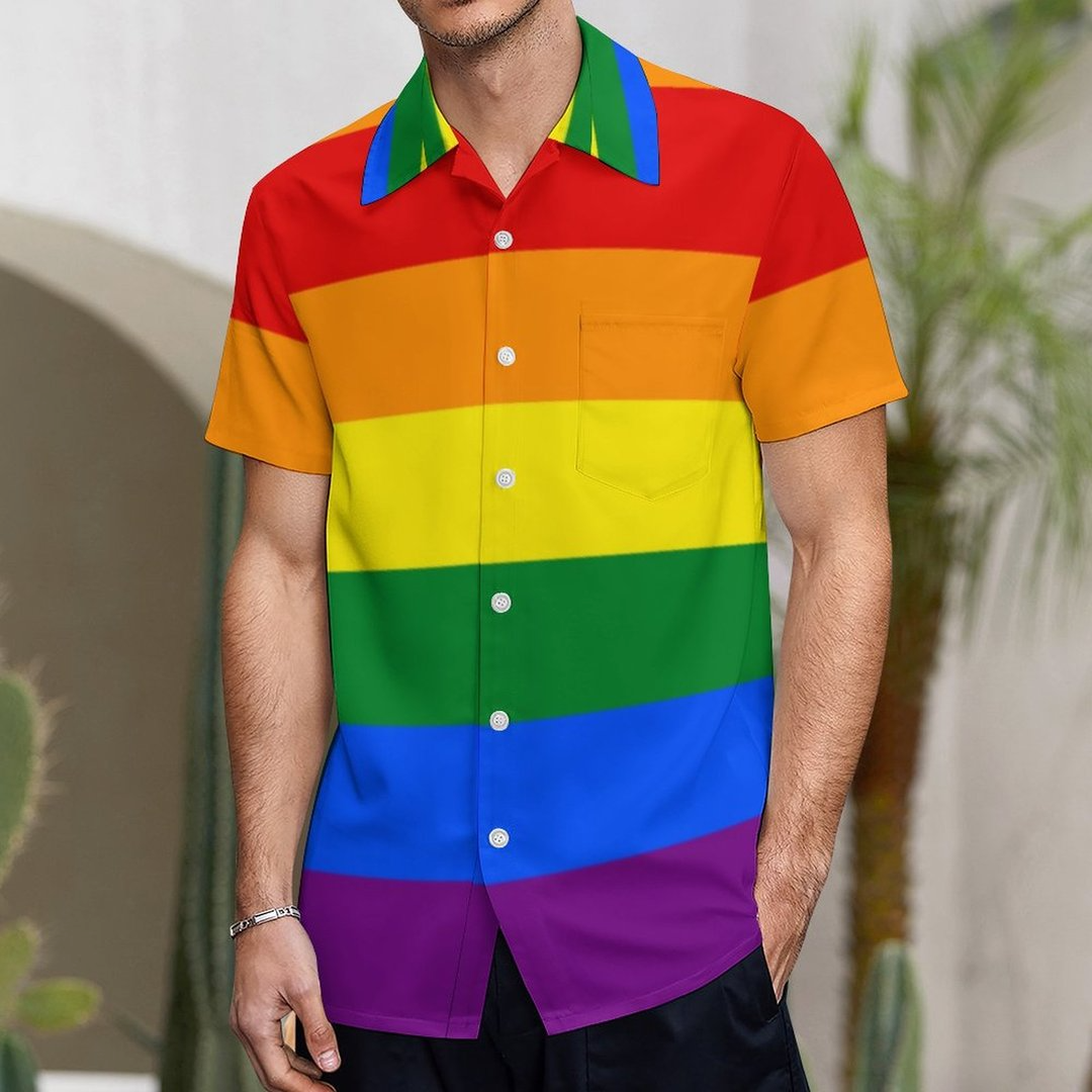 Love Equality Rainbow Flag Lgbt Lesbian Gay Pride Hawaiian Vintage Shirt Mens Button Down Tropical Hawaii Beach Shirts HO4598