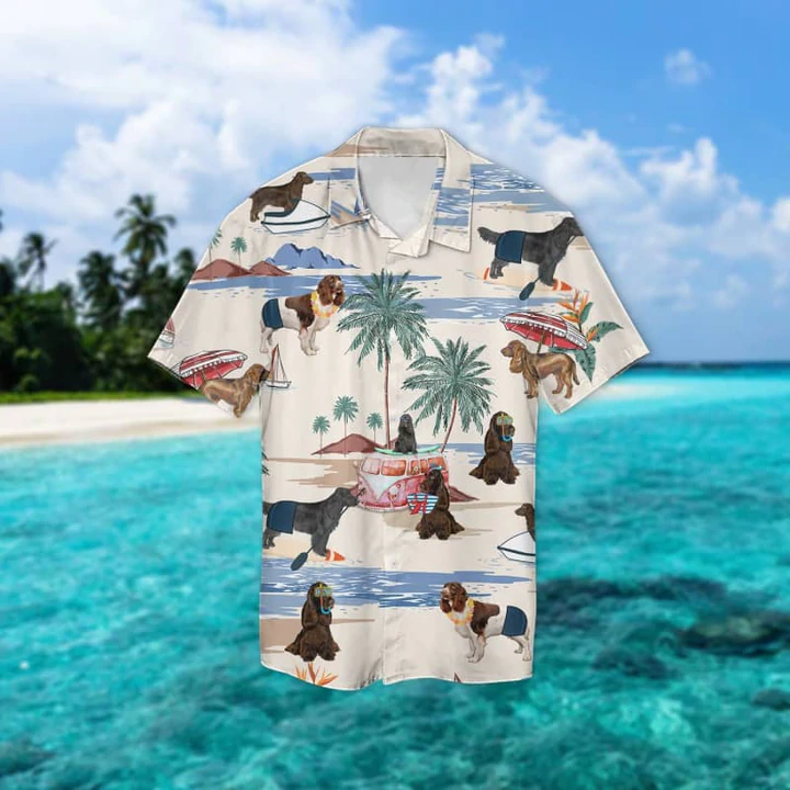 Field Spaniel Summer Beach Hawaiian Shirt, Hawaiian Shirts for Men Short Sleeve Aloha Beach Shirt HO0946