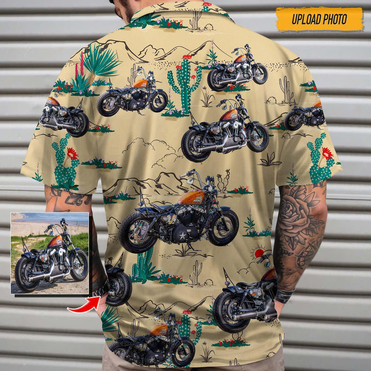 Custom Photo Biker Hawaiian Shirt, Personalized Beach Gifts, Motorcycles Lover Hawaiian Shirt for Men Women HO4387