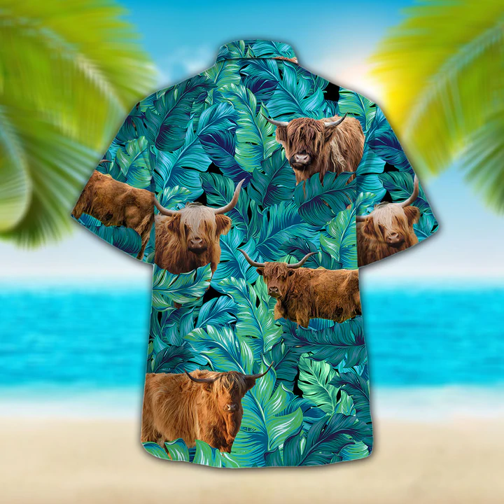 Highland Cattle Lovers Hawaiian Shirt, Animal Hawaiian shirt vintage flower, Short Sleeve Hawaiian Aloha Shirt for men, Women HO2629