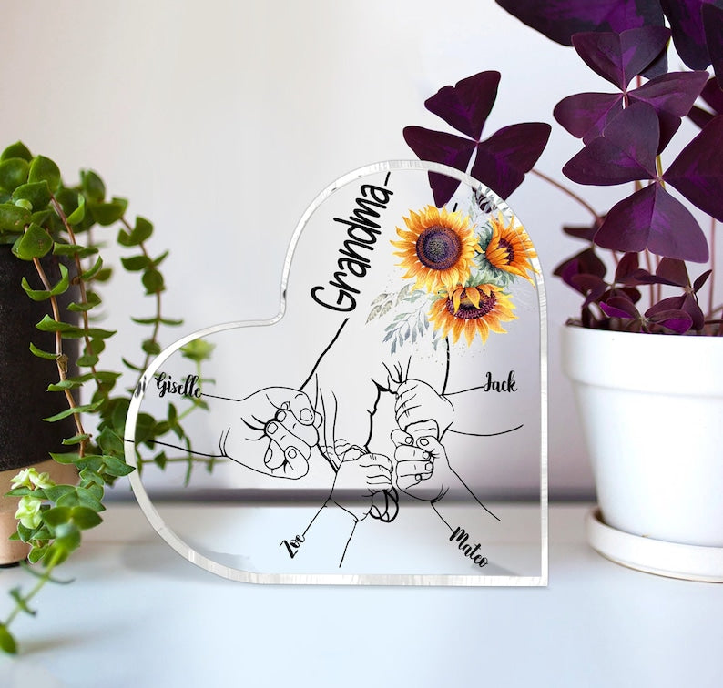 Personalized Grandma Acrylic Plaque, Mothers Day Grandma Gnomes Desk Decoration, Custom Grandma Desk Decor, House Decor Gifts for Grandma MI0526