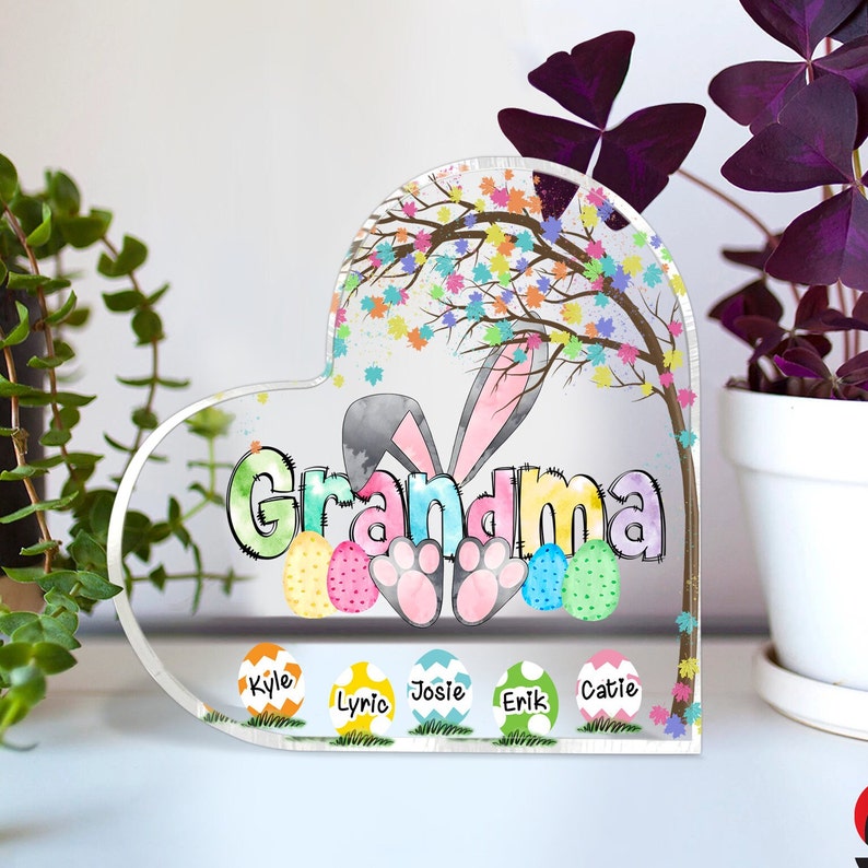 Personalized Easter Grandma Bunny Acrylic Plaque, Grandma Easter Day Gifts, Grandma Peeps Easter Day, Grandma Custom Easter Day House Decor MI0523