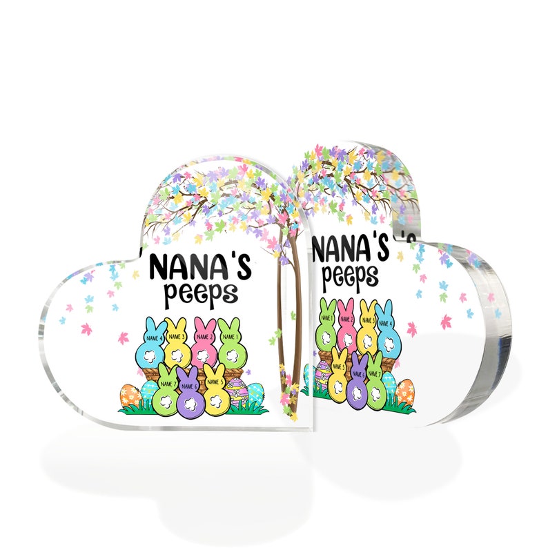 Personalized Grandma Peeps with Kids Name Acrylic Plaque, Religious Easter Decoration for Mimi | Gigi, Christian Easter Gifts, Mother Day MI0519
