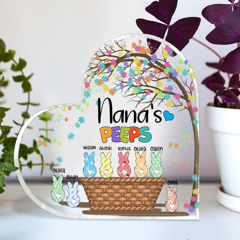 Personalized Easter Nana Peeps Acrylic Plaque, Jesus Easter Day Gifts, Easter Day House Decoration, Mom Peeps | Grandma Peeps | Gigi Peeps MI0518