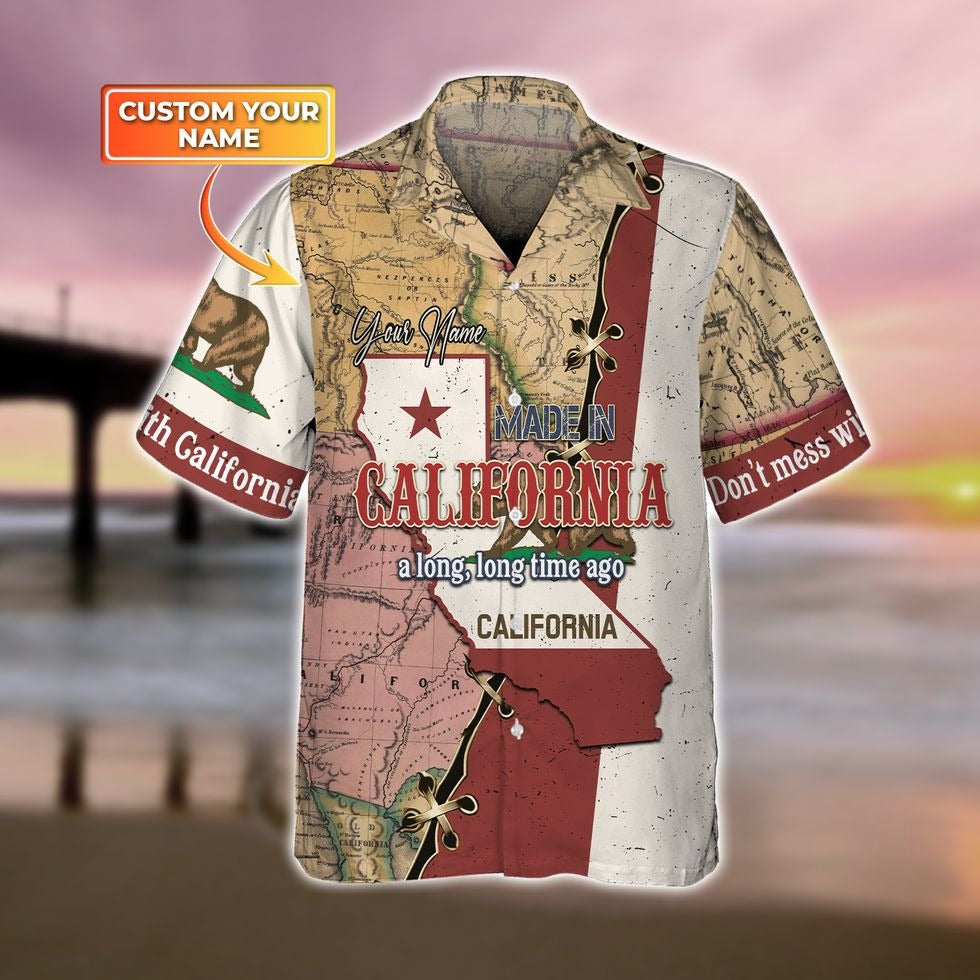 Personalized California 3D Full Printed Hawaiian Shirt, California Usa Map Aloha Hawaiian Shirt For Summer HO5042