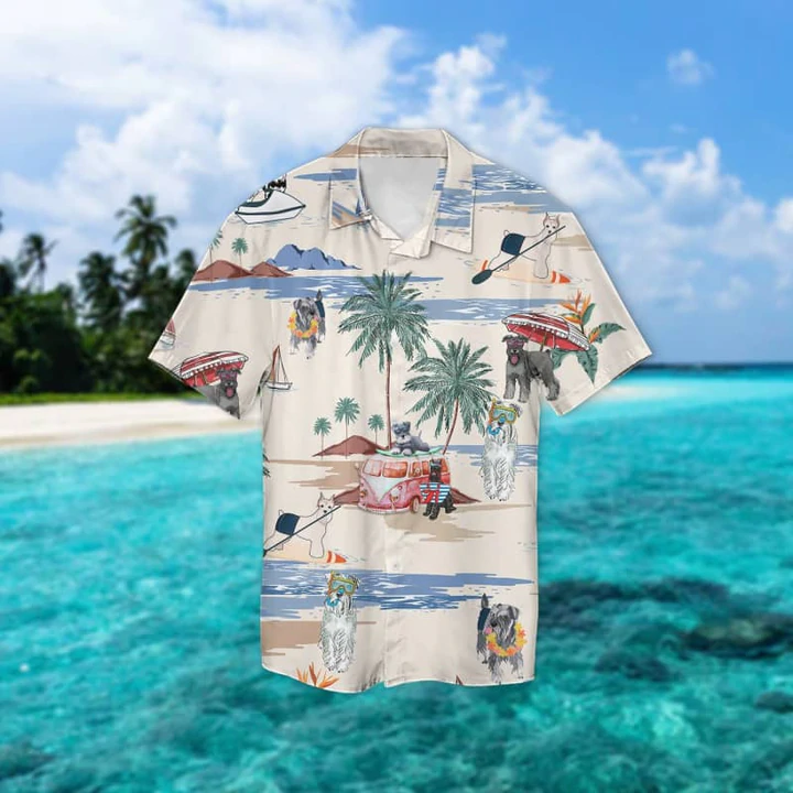 Miniature Schnauzer Summer Beach Hawaiian Shirt, Hawaiian Shirts for Men women Short Sleeve Aloha Beach Shirt HO0901