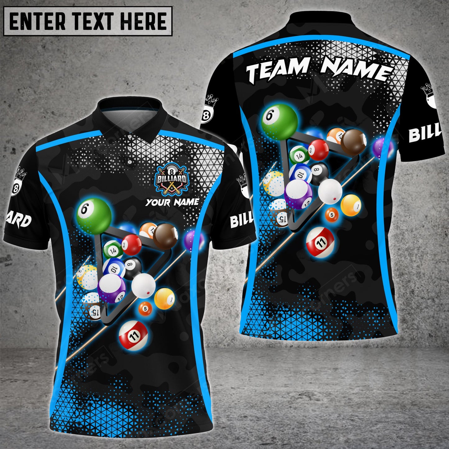 Lasfour Billiards Camo Polygon Pattern Multicolor Option Customized Name 3D Shirt BIA0489