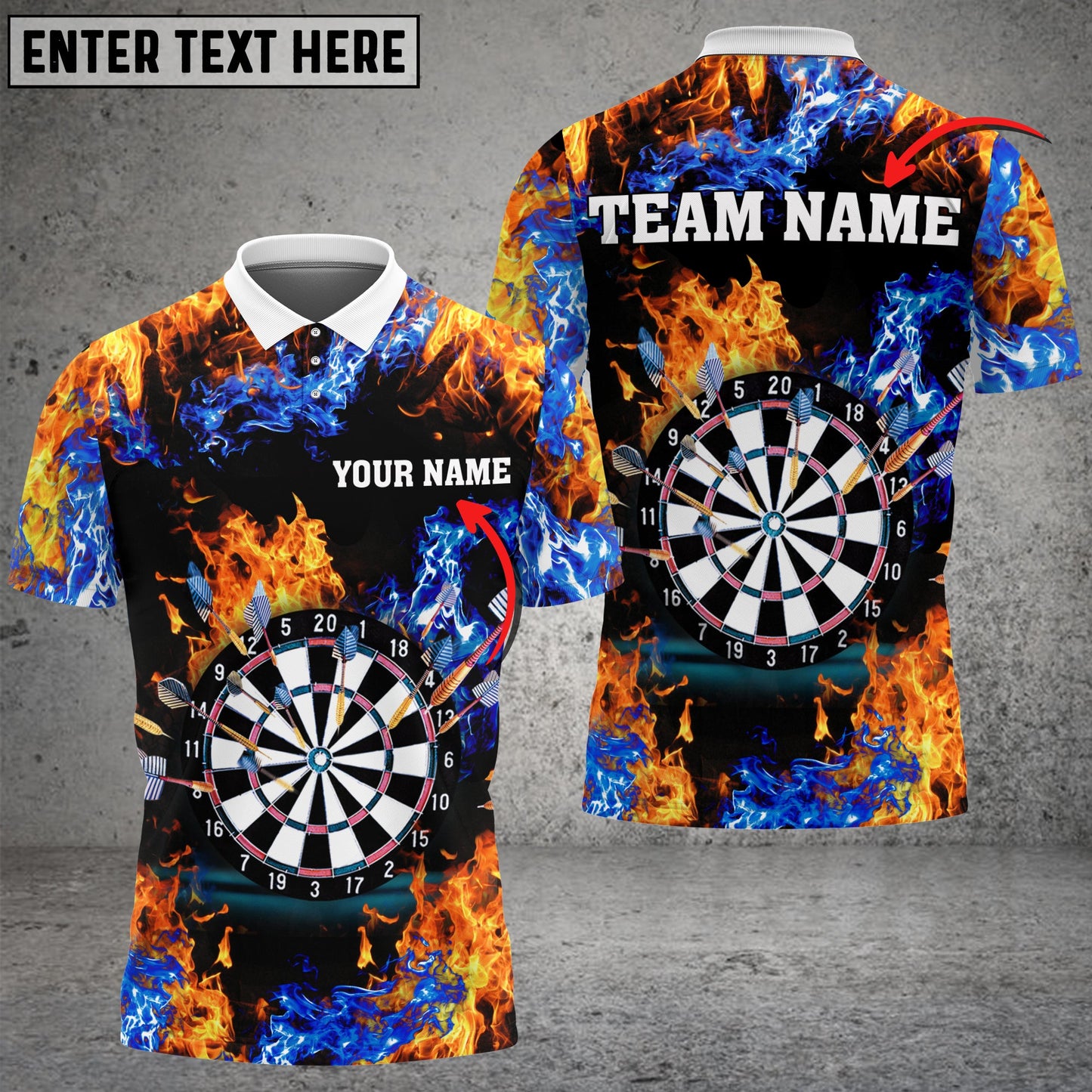 Lasfour Red And Blue Flame Darts Personalized Name 3D Shirt DMA0366