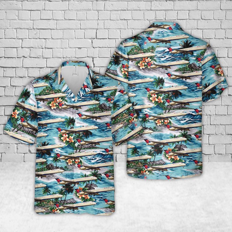 Delta Air Lines McDonnell Douglas MD-88 Hawaiian Shirt, Hawaiian shirt for men, dad husband veteran HO3768