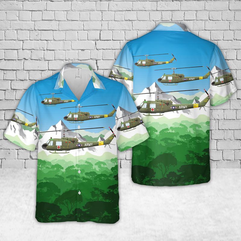 US Army 57th Medical Detachment UH-1B, 1962-63 MedEvac Air Ambulance Hawaiian Shirt HO3197