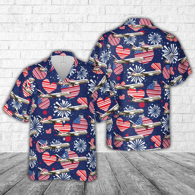 Delta Air Lines Boeing 767-232 Vintage. 4th Of July Hawaiian Shirt, Hawaiian Shirts for Men Short Sleeve Aloha Beach Shirt HO3274