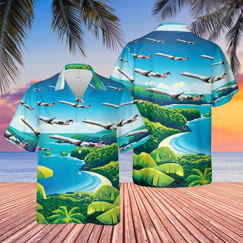PSA Airlines Bombardier CRJ-900LR Hawaiian Shirt, Hawaiian shirt for men, dad husband veteran HO0033