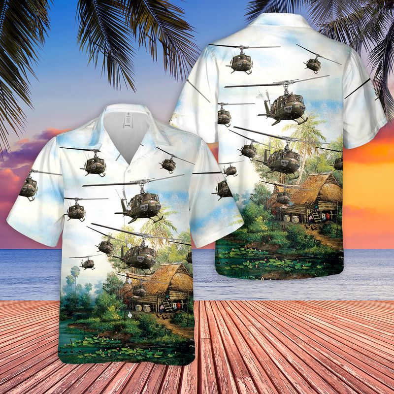US Army Bell UH-1 Huey Hawaiian Shirt HO3075