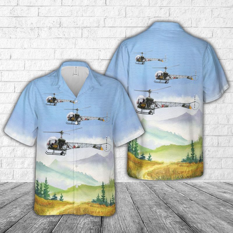 US Army 1954 Bell 47G Hawaiian Shirt HO2846