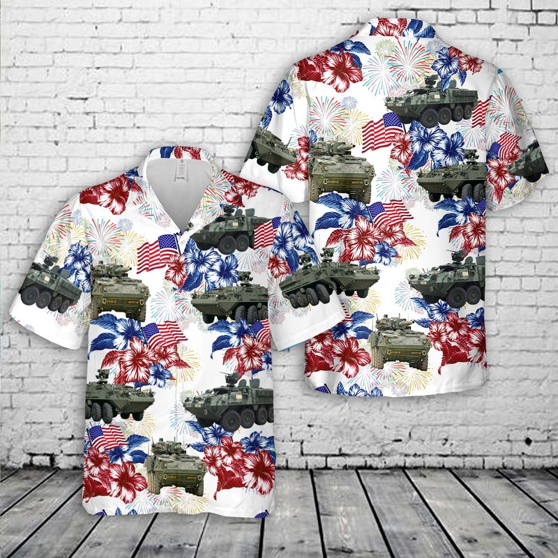 US Army Stryker Tank Flag Hawaiian Shirt HO3092