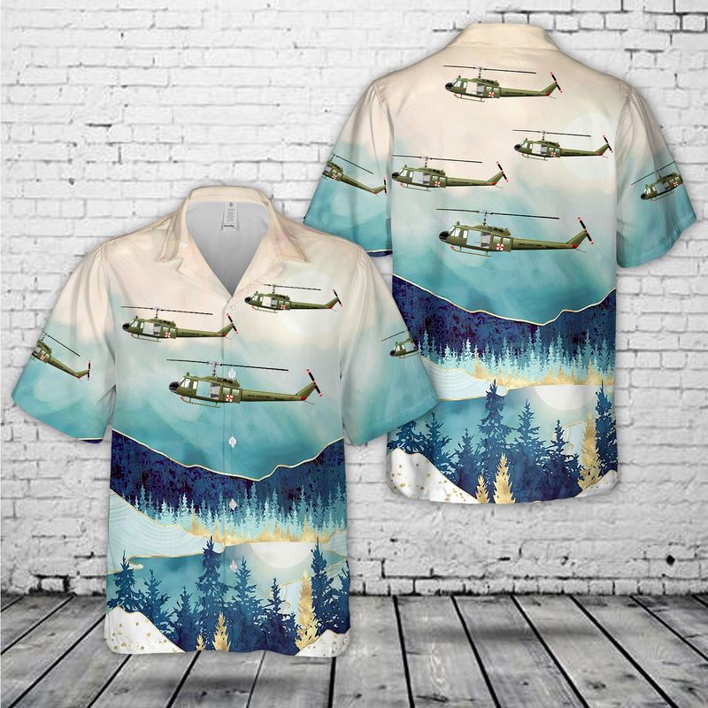 US Army 236th Medical Detachment UH-1H MedEvac Air Ambulance Hawaiian Shirt HO3010