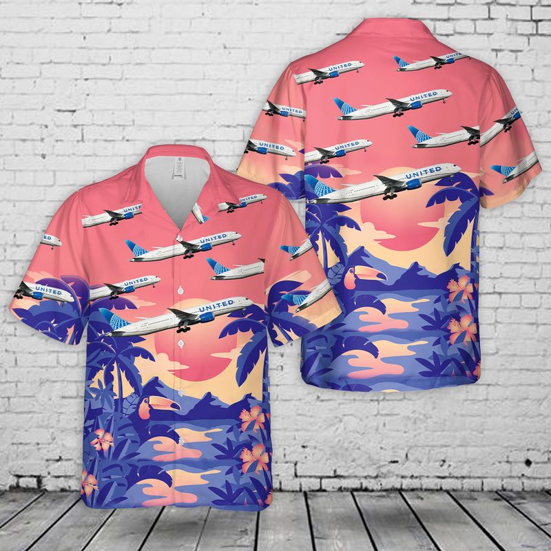 United Airlines Boeing 787-9 Dreamliner Hawaiian Shirt, Hawaiian shirt for men, dad husband veteran HO0122