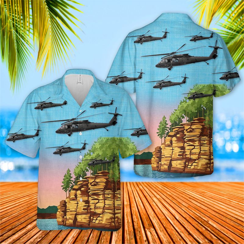 Wisconsin Army National Guard's 1st Battalion, 147th Aviation Regiment Blackhawk UH-60 helicopter Hawaiian Shirt HO3062