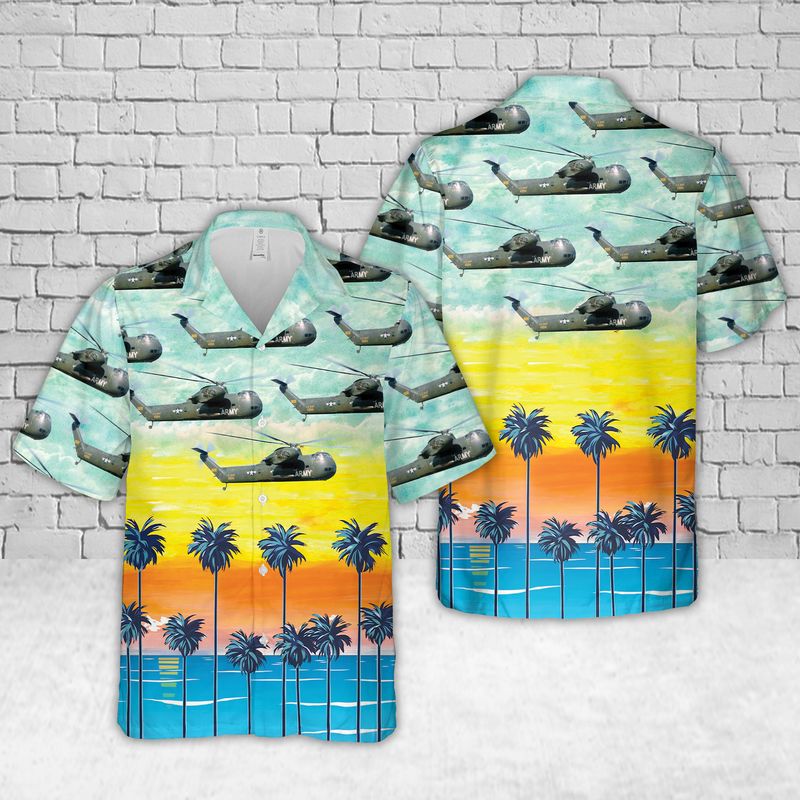 US Army Vietnam Era CH-37B Mojave Helicopter Hawaiian Shirt HO3031