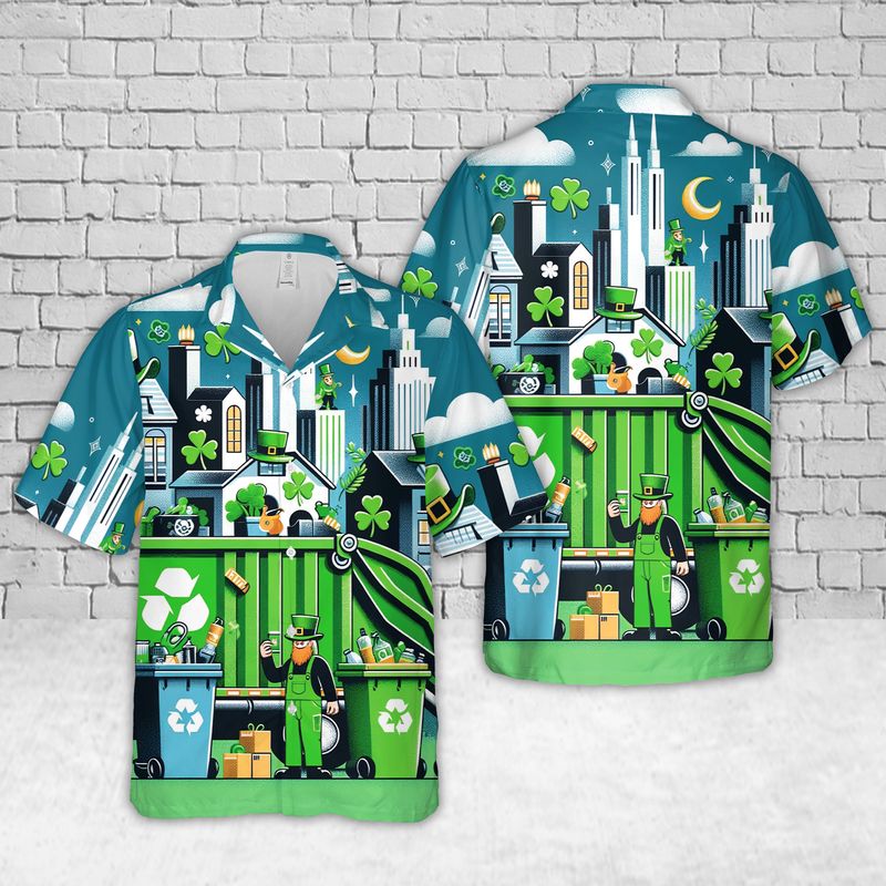 Gift for Men Dad, Waste Management St Patrick's Day Hawaiian Shirt PO0011
