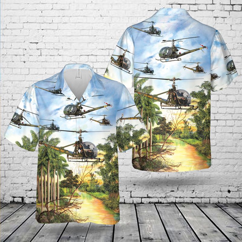 US Army Hiller OH-23 Raven Hawaiian Shirt HO3073