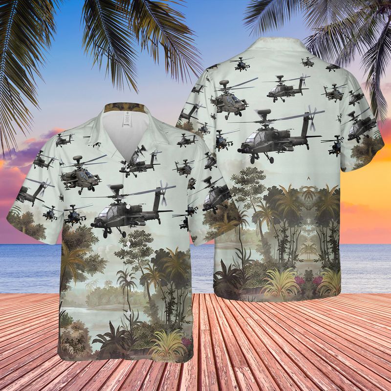 US Army Boeing AH-64 Apache Hawaiian Shirt HO3096